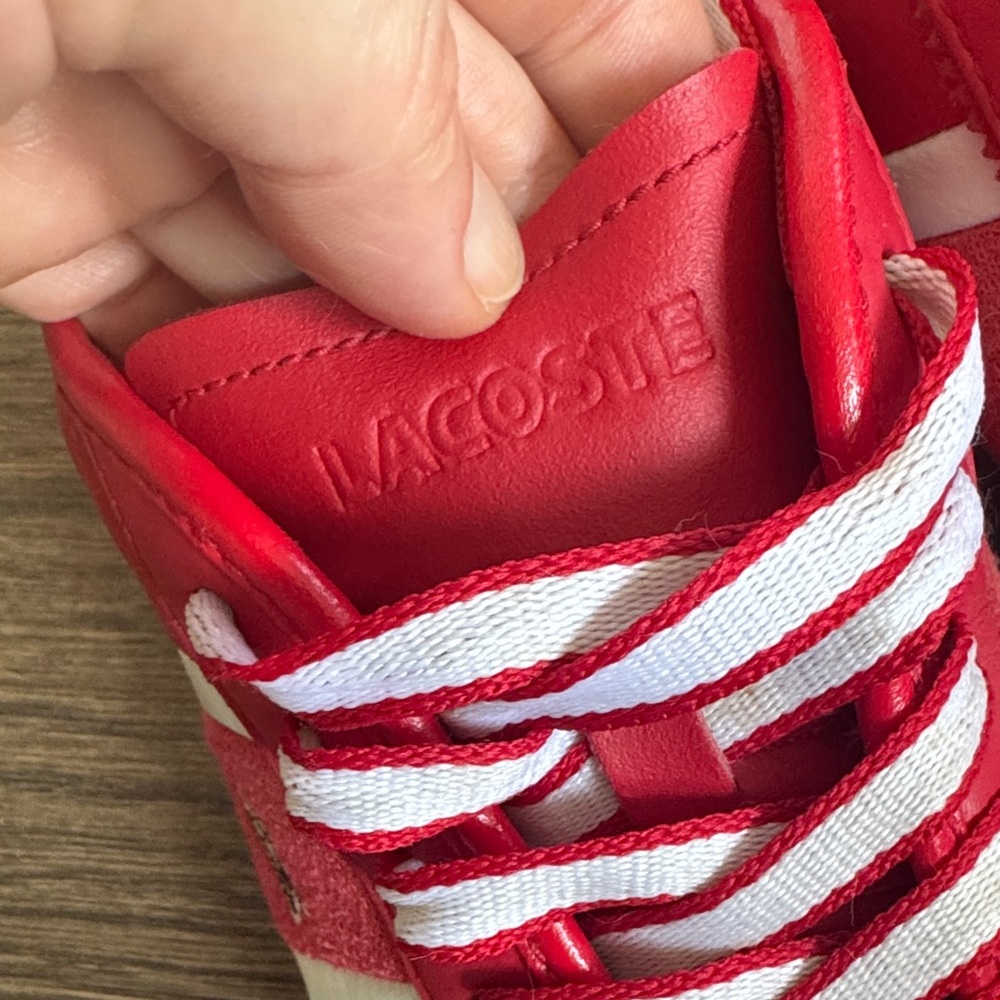 Lacoste Red Sneakers with White Stripes and Laces - Picture 7 of 7